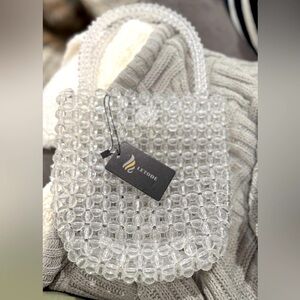Elegant Clear Beaded Handbag